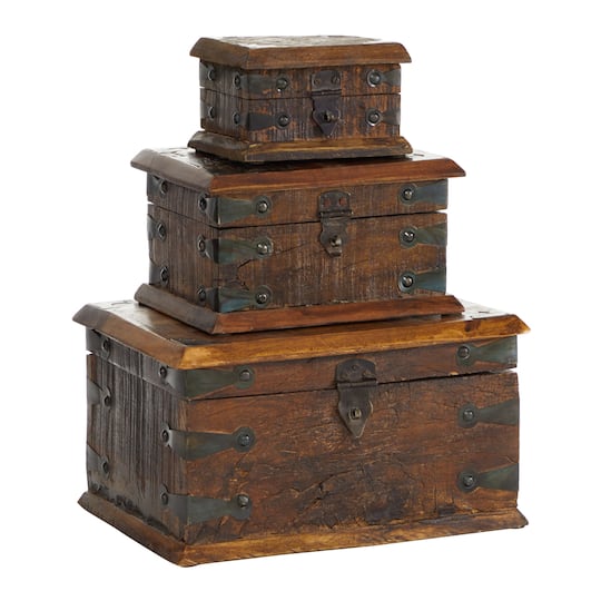 Brown Recycled Wood Rustic Box Set